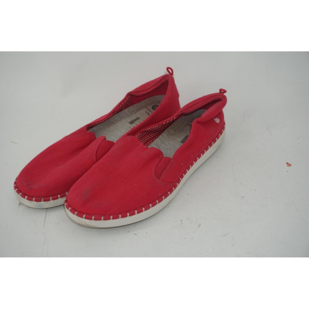 Clarks Cloudsteppers Shoes Womens Size 11 Red Canvas Slip On Flats Comfort